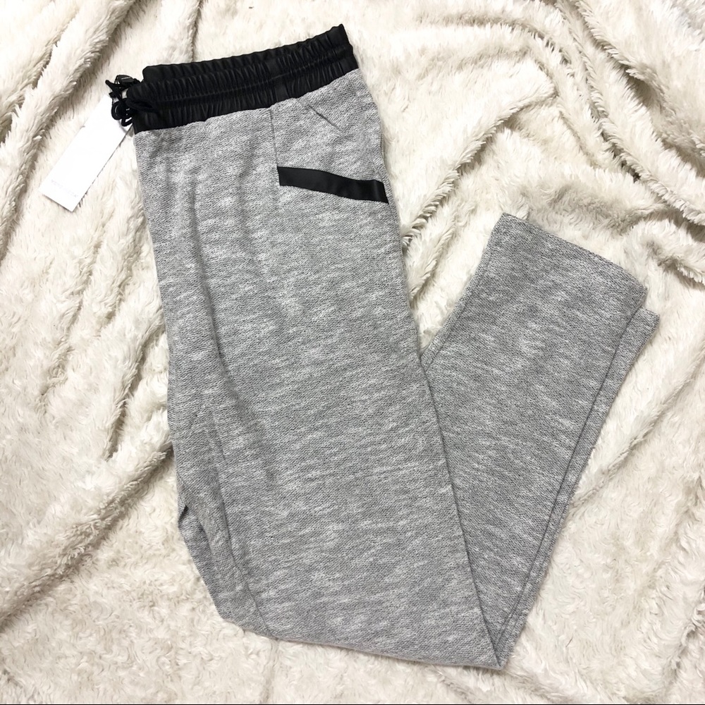 Vero Moda Grey Heather Sweatpants w Faux Leather